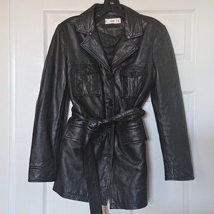 Genuine Leather Trench Jacket